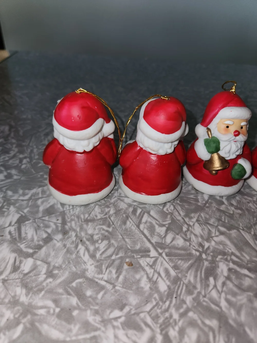 Classic Red Santa Bell Ornaments - Set of 5 Holiday Figurines